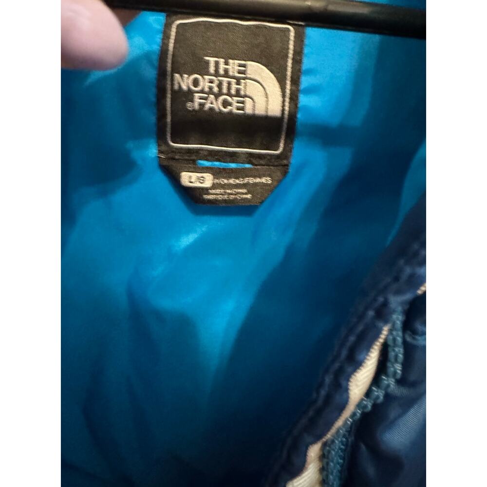 Women's The North Face 550 Fill Nuptse Down Blue Quilted Puffer Vest Jacket L - Picture 3 of 7